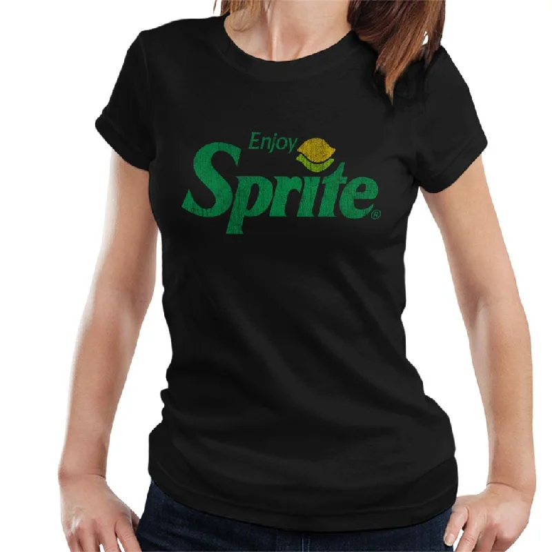 Enjoy Sprite Distressed Logo Women's T-Shirt-- Chenille Blend Fleece Blend Nylon Blend