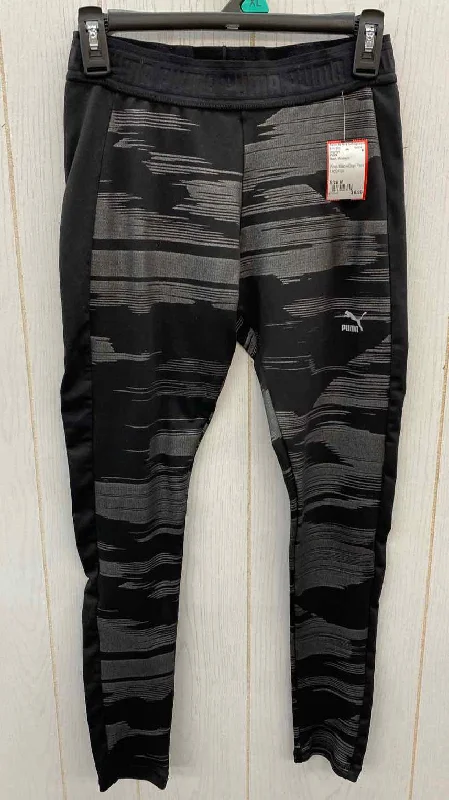 PUMA Black Womens Size M Leggings Comfortable Ribbed Waistband Leggings