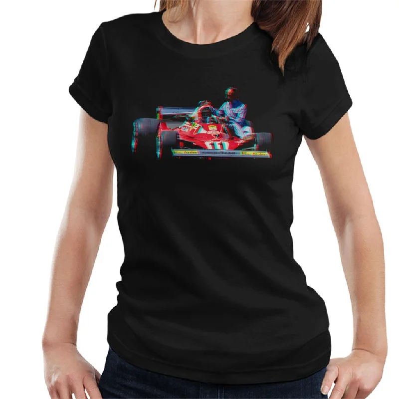 Motorsport Images Niki Lauda 312T2 Mechanic Lift Women's T-Shirt-- Terry Blend Velvet Blend Canvas Blend