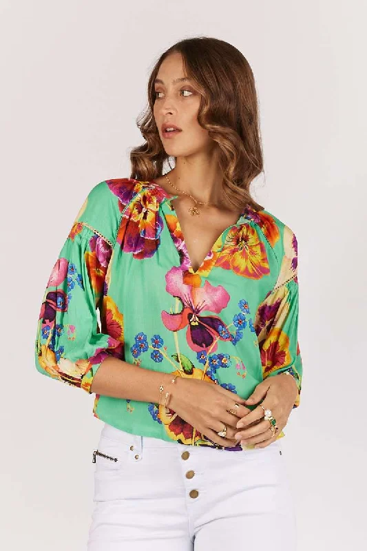 Violet Shirt in Multi R3VIOSHI by Rubyyaya-- Print Jacquard Patchwork