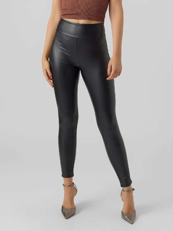 Γυναικείο κολάν VMSUELLA HR COATED LEGGING LCS 10291580 | 10291580 Fashionable Leather-Look Leggings