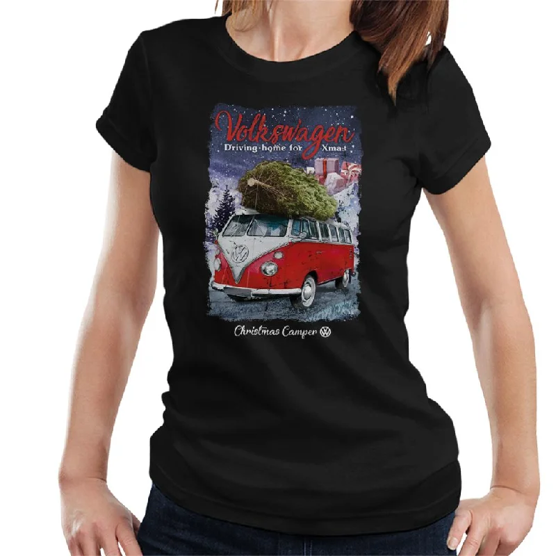 Volkswagen Christmas Camper Driving Home For Xmas Women's T-Shirt-- Chenille Brocade Lace