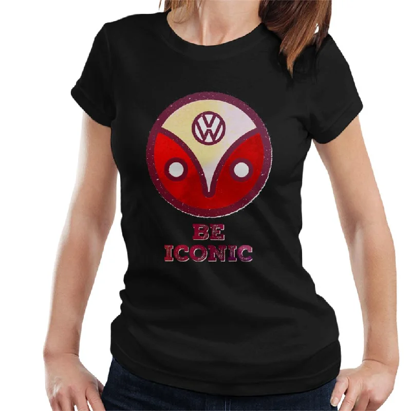 Volkswagen Be Iconic Type 2 Camper Logo Women's T-Shirt-- Elegant Classic Vintage