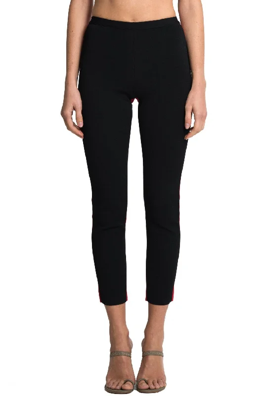 Red and Black Knitted Leggings Trendy Spandex Leggings