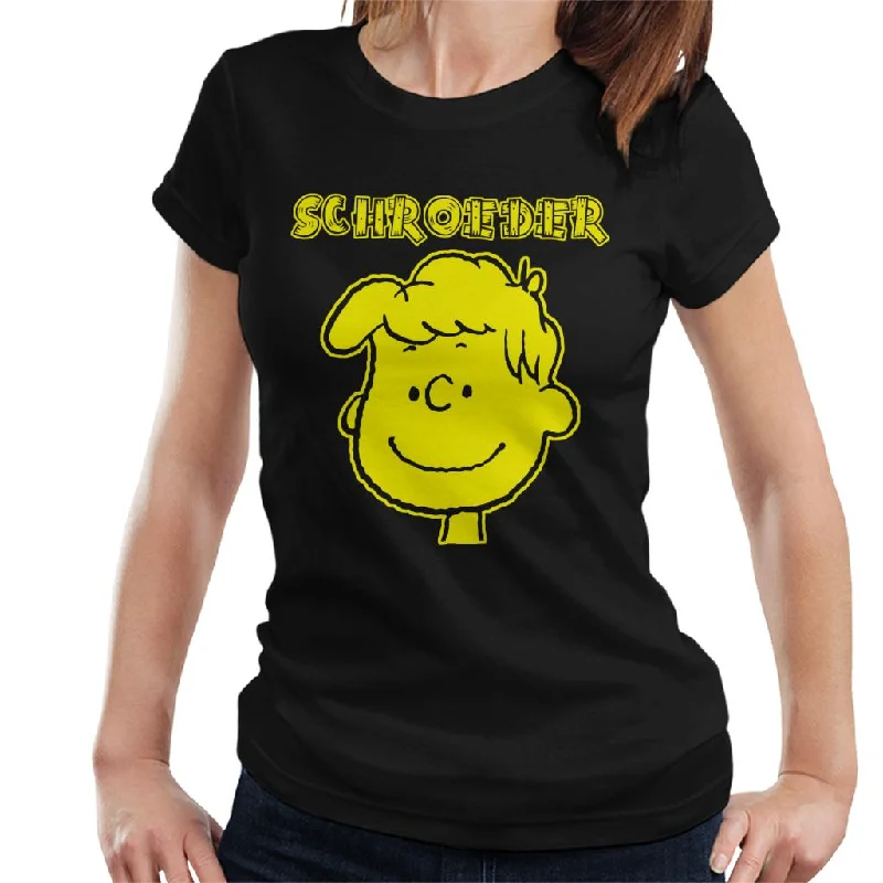 Peanuts I Am Schroeder Neon Women's T-Shirt-- Striped Floral Plaid