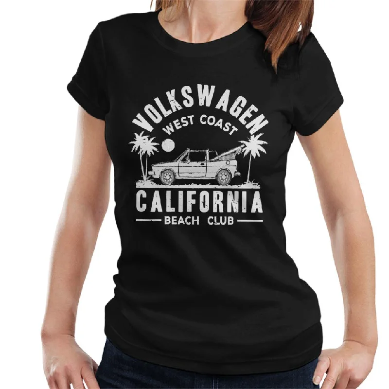 Official Volkswagen West Coast California White Text Women's T-Shirt-- Chenille Blend Fleece Blend Nylon Blend