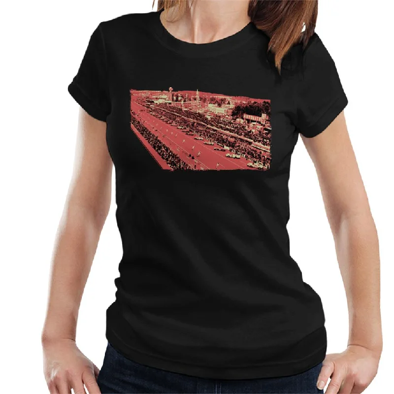 Motorsport Images Drivers Run To Cars Women's T-Shirt-- Rayon Fabric Velvet Fabric Corduroy Fabric