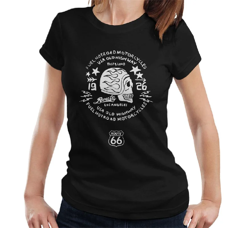 Route 66 USA Old Highway Motorcycles Women's T-Shirt-- Print Jacquard Patchwork