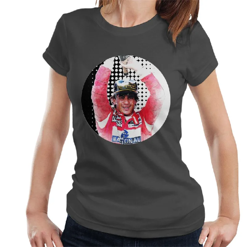Motorsport Images Ayrton Senna Champagne Pop Art Women's T-Shirt-- Polka Dot Checkered Tartan