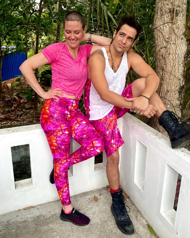 Nonsensical Pink Sample Sale - Geo Fractal / Turtle Shell / Sparkle Pants - Women's Leggings Stylish Stretch-Waist Leggings