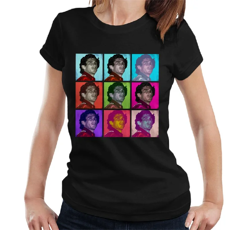 Motorsport Images Ayrton Senna Donington Park Pop Art Women's T-Shirt-- Chenille Blend Fleece Blend Nylon Blend