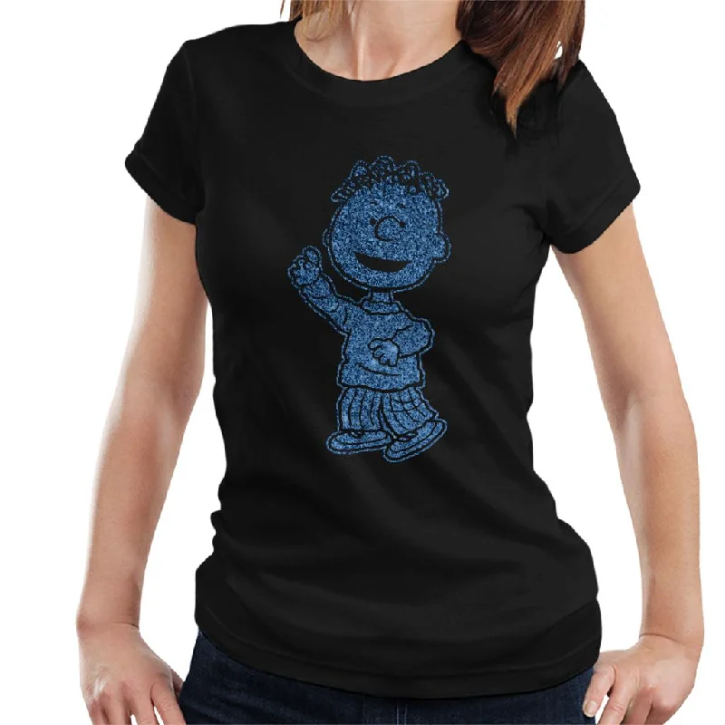 Peanuts Franklin Armstrong Glitter Women's T-Shirt-- Hooded Caped Shawl Collar