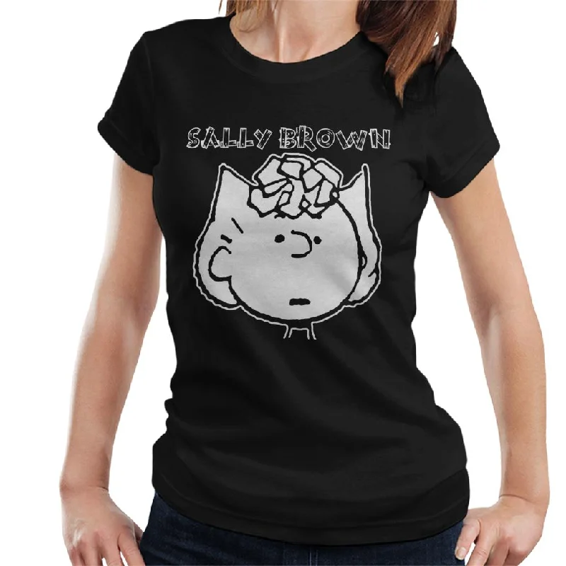 Peanuts I Am Sally Brown Flock Women's T-Shirt-- Beaded Sequined Faux Fur