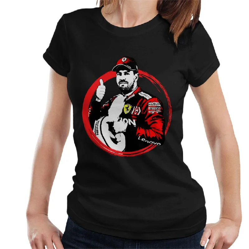 Motorsport Images Polesitter Sebastian Vettel Women's T-Shirt-- Hooded Caped Shawl Collar