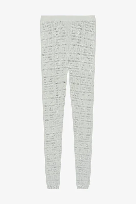 Lace Monogram Stretch Legging Comfortable Power Mesh Leggings