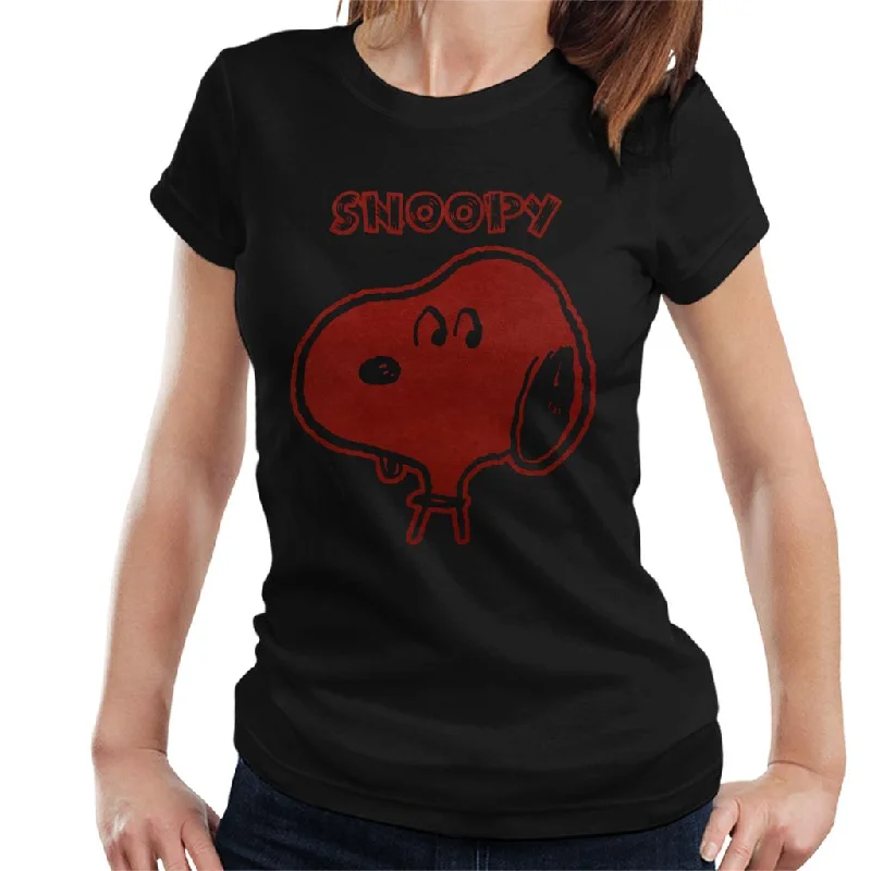 Peanuts I Am Snoopy Flock Women's T-Shirt-- Welt Pockets Slit Pockets Flap Pockets