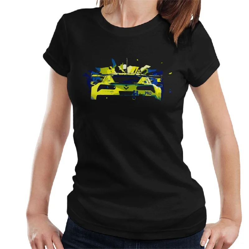 Motorsport Images Chevrolet Corvette C7 R Gavin Milner Women's T-Shirt-- Print Jacquard Patchwork