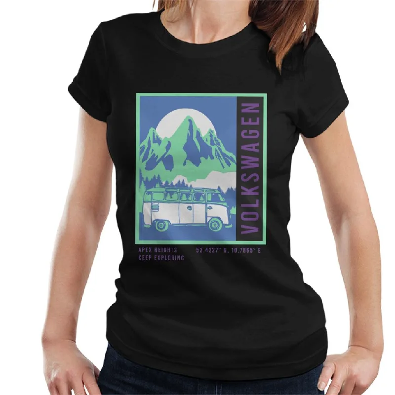 Volkswagen Keep Exploring Apex Heights Women's T-Shirt-- Front Pockets Side Pockets Patch Pockets