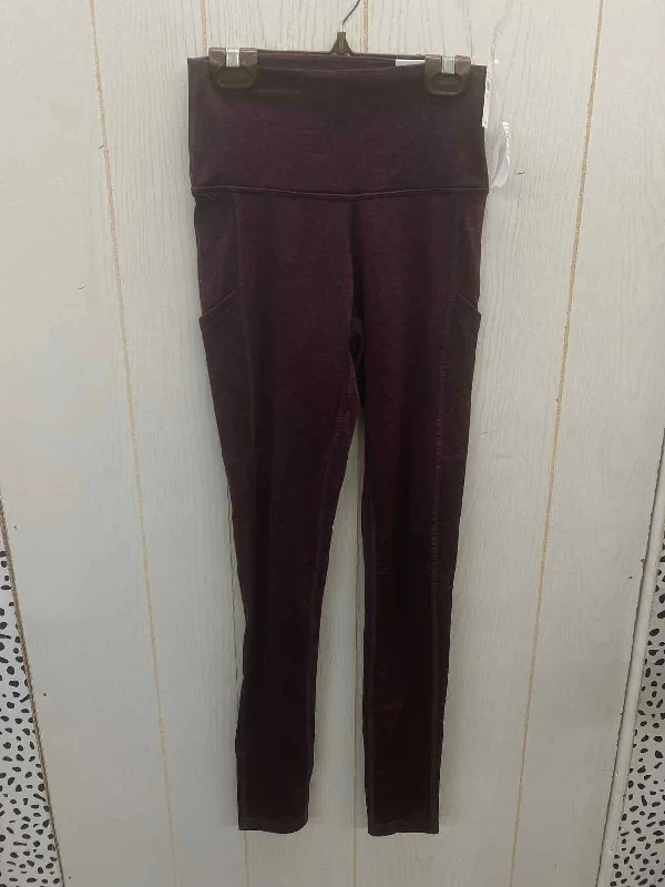 AERIE Burgundy Womens Size Small Leggings Fashionable Solid Color Tights