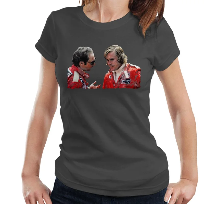 Motorsport Images Niki Lauda & James Hunt Monaco GP 1976 Women's T-Shirt-- Houndstooth Herringbone Solid
