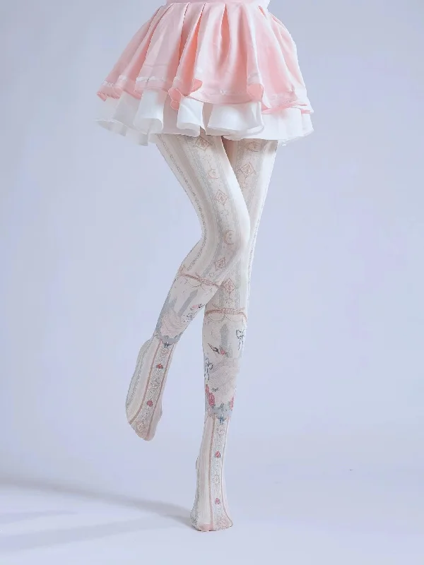 Lolita Dreamy Sweet Striped Print Velvet Leggings Cozy Warmth Leggings