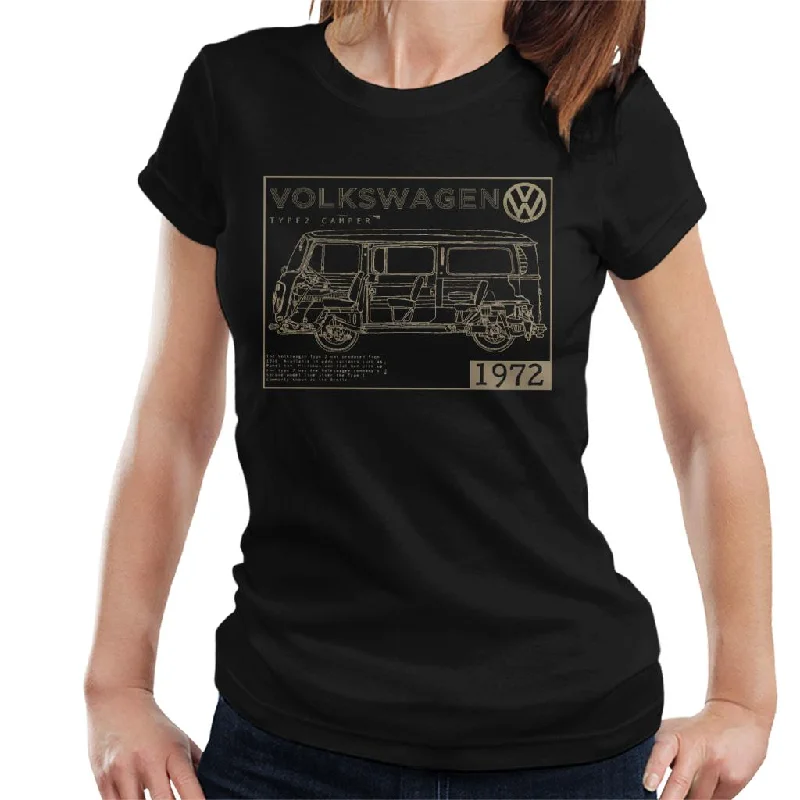 Official Volkswagen Type 2 Camper Plans Light Text Women's T-Shirt-- Lace Blend Ribbed Blend Corduroy Blend