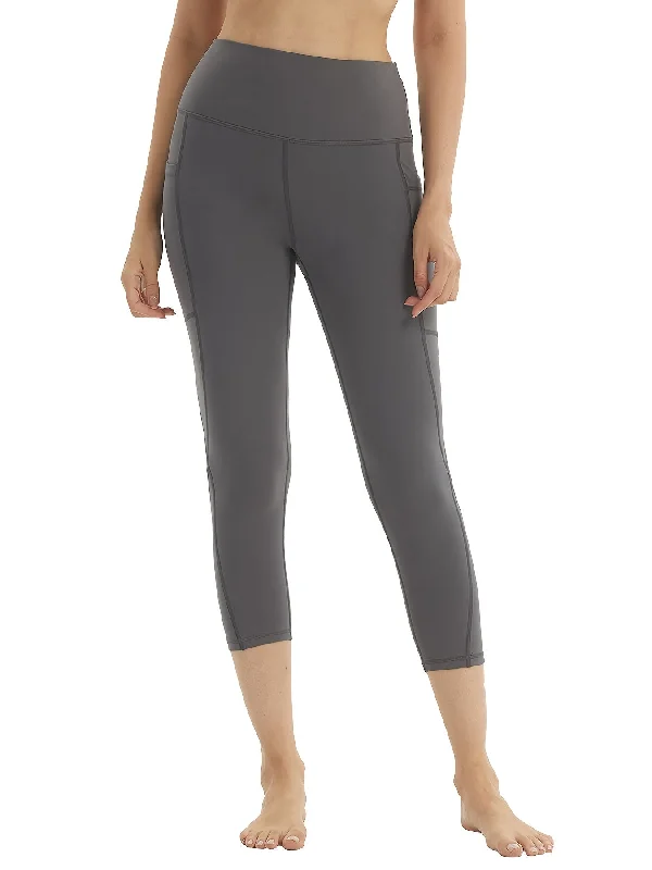 Solid High Waist Yoga Capri Pants Classic High Stretchy Slimming Leggings Stylish Ankle-Length Leggings