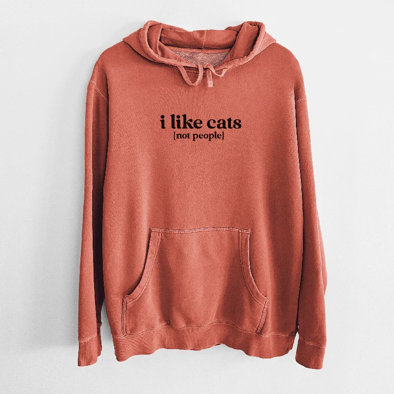 I like cats - not people - Unisex Pigment Dyed Hoodie Hoodie with Cropped Fit Short Trendy