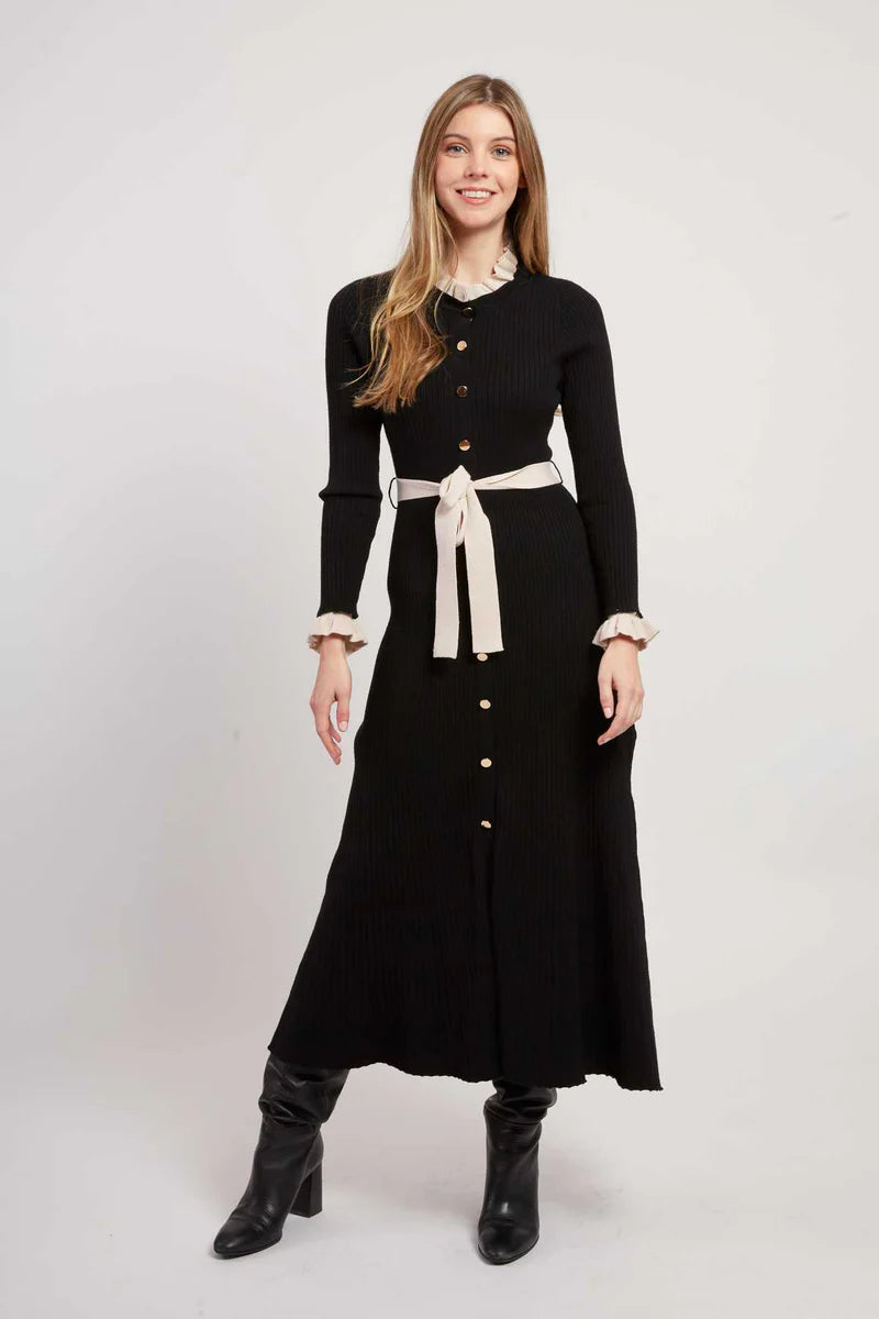 RENE DERHY Knitted Black Dress Tunics Summer linen