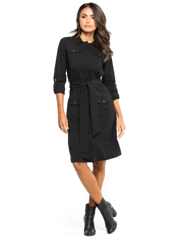Black Lina Cargo Dress Style # AB9601 Tunics Short Trendy