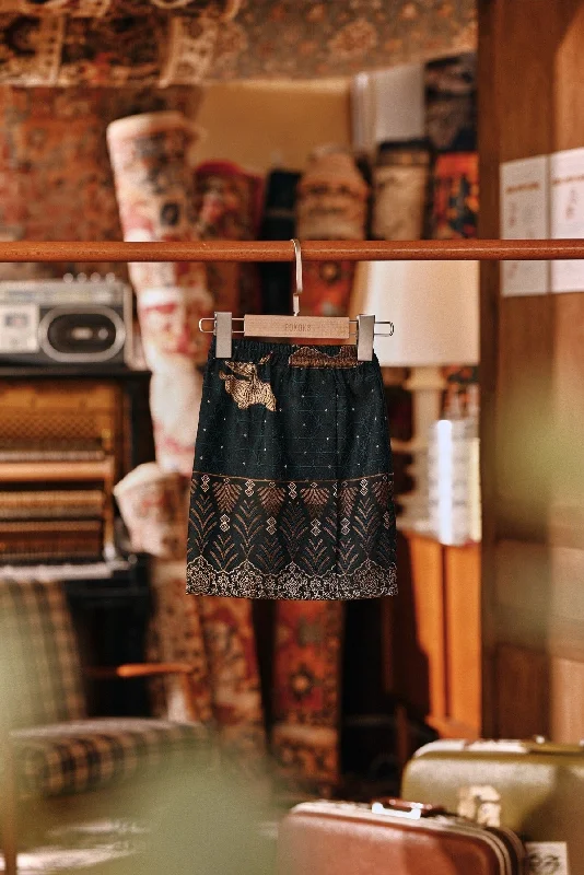 The Akar Kita Babies Jacquard Skirt - Emerald Glow silk skirt lustrous