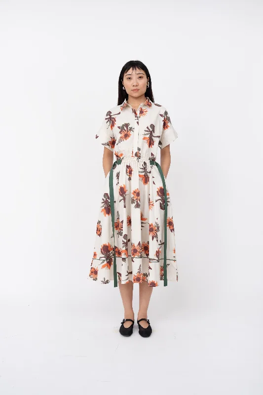 Bouquet Print Tong Dress Boatneck Modish Everyday