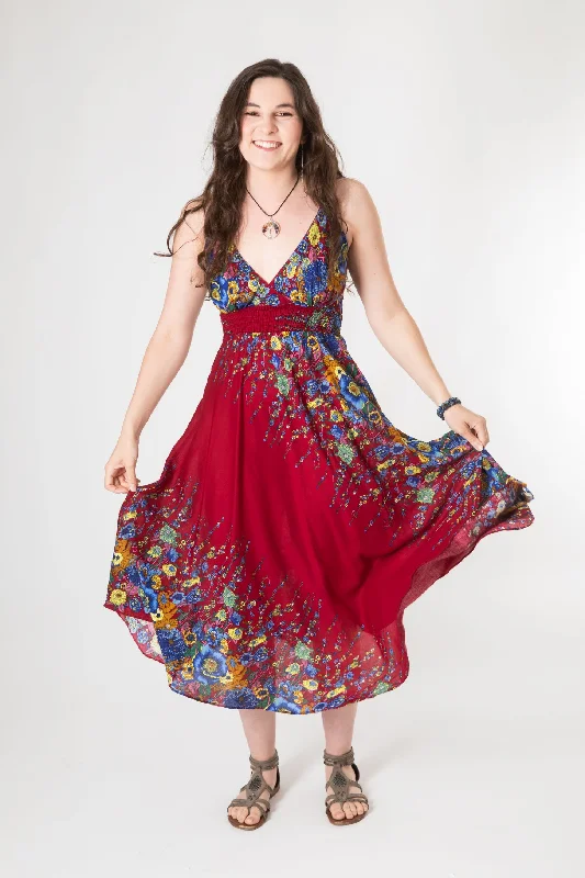 Santa Rosa Floral Plunge Dress Turtleneck Warm Winter