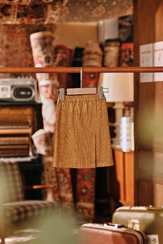 The Akar Kita Babies Folded Skirt - Nature Gold leather skirt modern