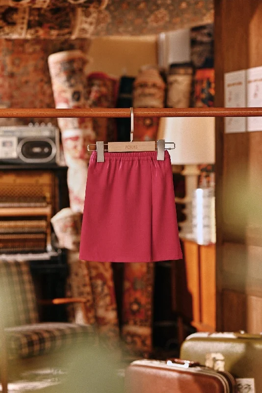 The Akar Kita Babies Folded Skirt - Magenta leather skirt bold
