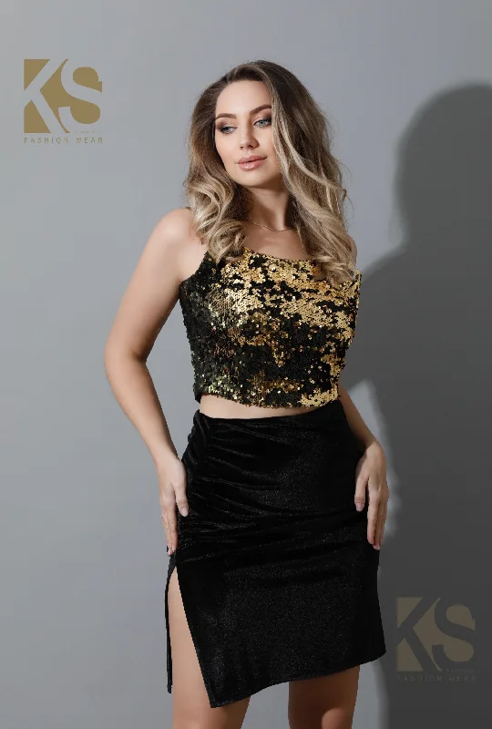 Side Slit Short Skirt satin skirt smooth