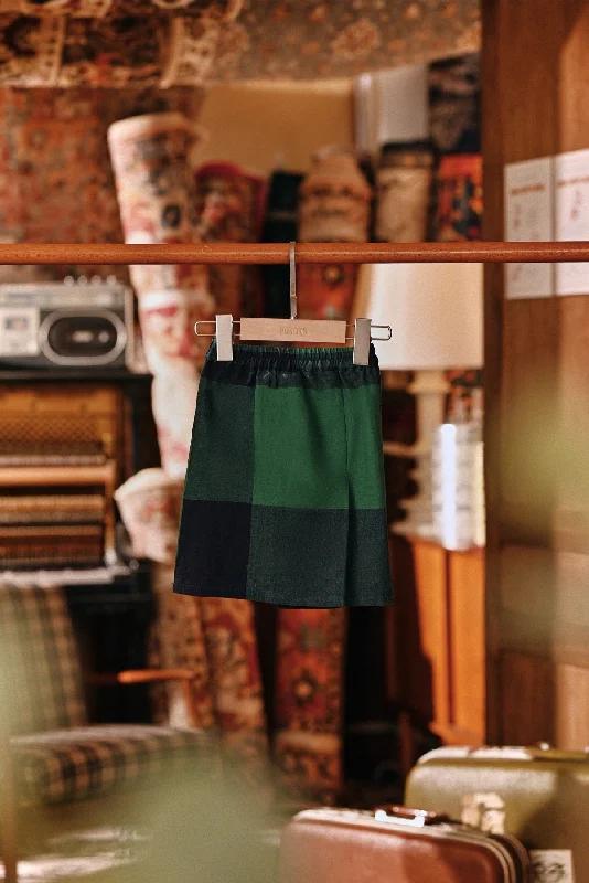 The Akar Kita Babies Folded Skirt - Green Square corduroy skirt durable