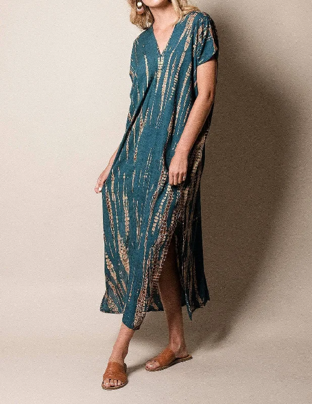 Tie-Dye Shibori Dress - Teal Tunics Sale discount