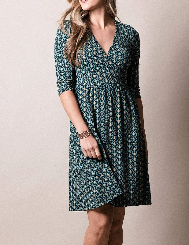 Fair Trade Aubrey Dress - Teal Tunics Spring floral