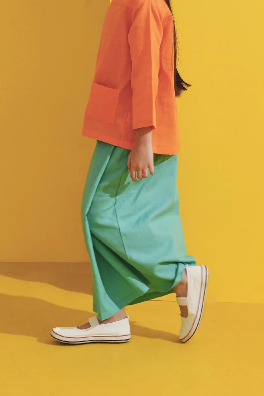 The Kurnia Folded Skirt - Tiffany Green lace skirt intricate