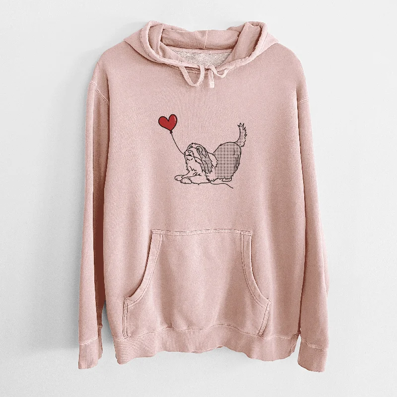 Bearded Collie Heart String - Unisex Pigment Dyed Hoodie Hoodie with Slim Fit Tailored Modern
