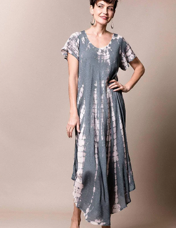 Tie-Dye Swing Dress - Grey Mist Tunics Party sparkling