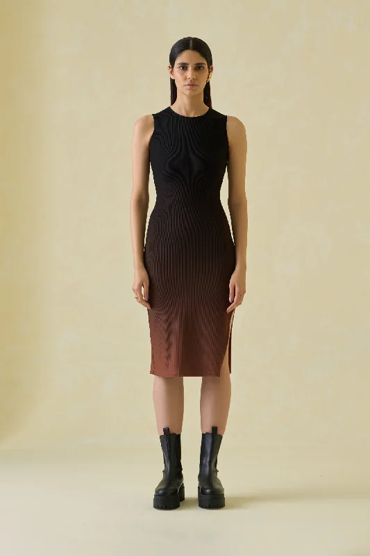 Ribbed Ombre Dress Tunic Top Casual