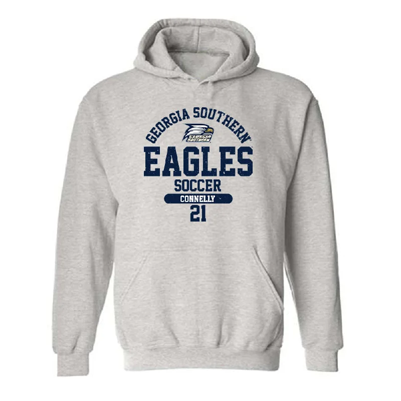 Georgia Southern - NCAA Women's Soccer : Lauren Connelly - Classic Fashion Shersey Hooded Sweatshirt Hoodie with Stripes Bold Sporty Georgia Southern - NCAA Women's Soccer : Lauren Connelly - Classic Fashion Shersey Hooded Sweatshirt Hoodie with Stripes Bold Sporty