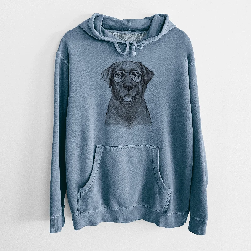 Aviator Heath the Black Lab - Unisex Pigment Dyed Hoodie Hoodie Sweatshirt Pullover