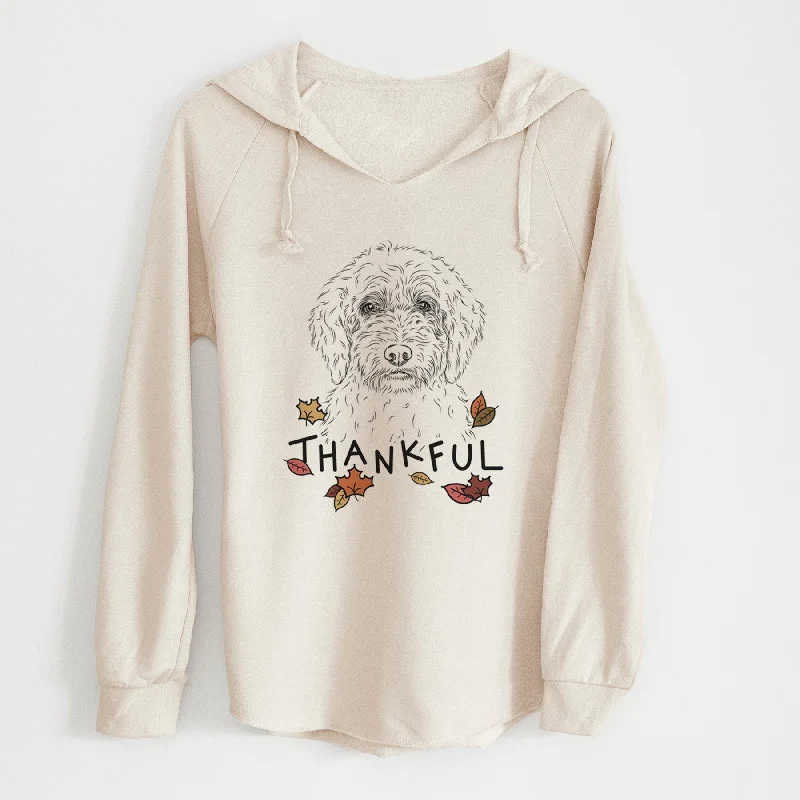 Thankful Teddy the Labradoodle - Cali Wave Hooded Sweatshirt Hoodie with Exposed Zipper Edgy Industrial