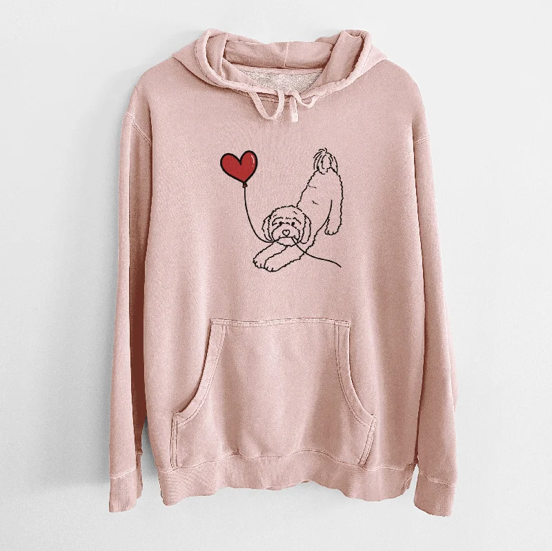 Cavapoo Heart String - Unisex Pigment Dyed Hoodie Hoodie with High Neck Warm Protective