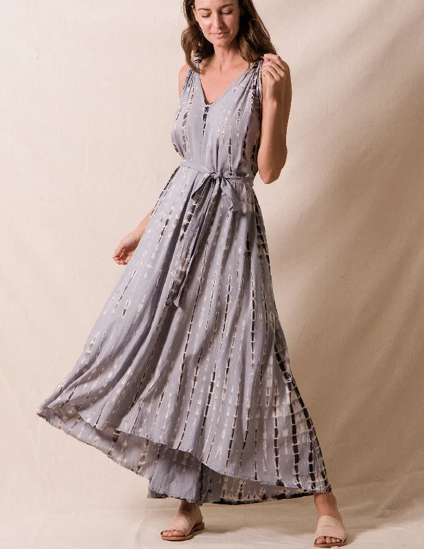 Shibori Tie-Dye Open Back Dress Turtleneck Warm Winter