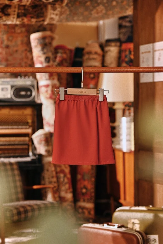 The Akar Kita Babies Folded Skirt - Mandarin Red silk skirt lustrous