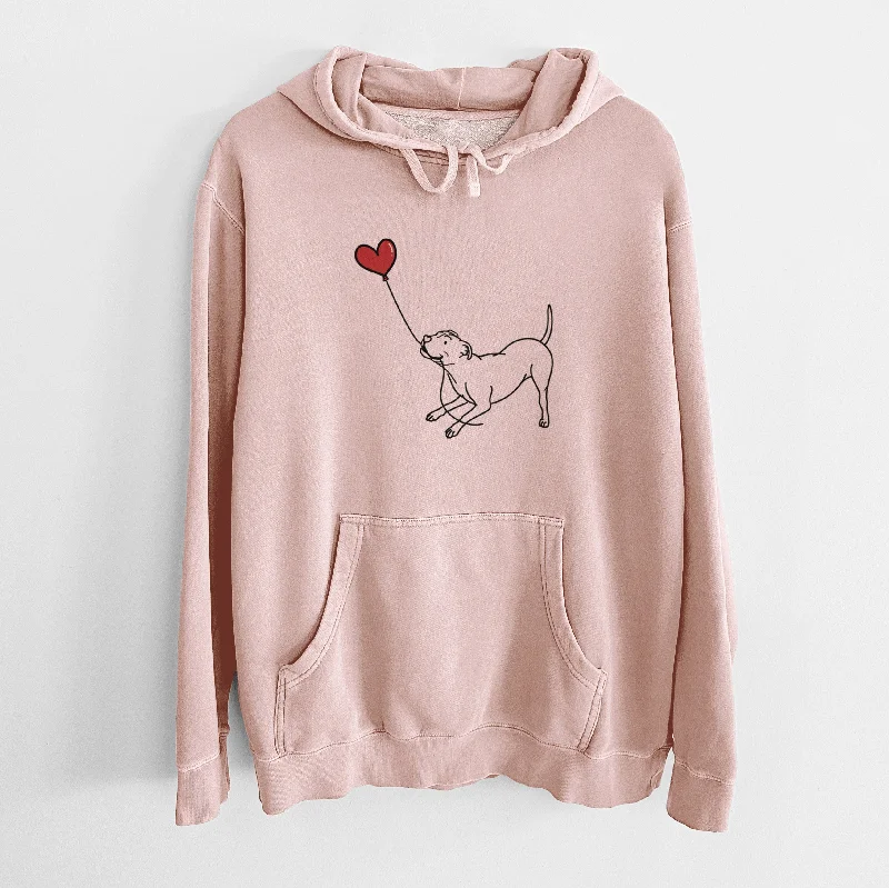 Pitbull Terrier Heart String - Unisex Pigment Dyed Hoodie Hoodie with Hem Elastic Stretchable Comfortable